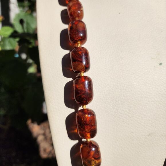 Vtg Baltic Amber Necklace Cognac Natural Inclusions Graduated Bead 28" 104 Grams - Picture 4 of 15